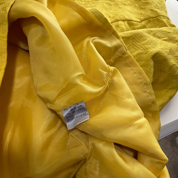 Muse Yellow Textured Jacquard Embellished Neckline Sheath Dress Size 14 - Picture 4 of 7